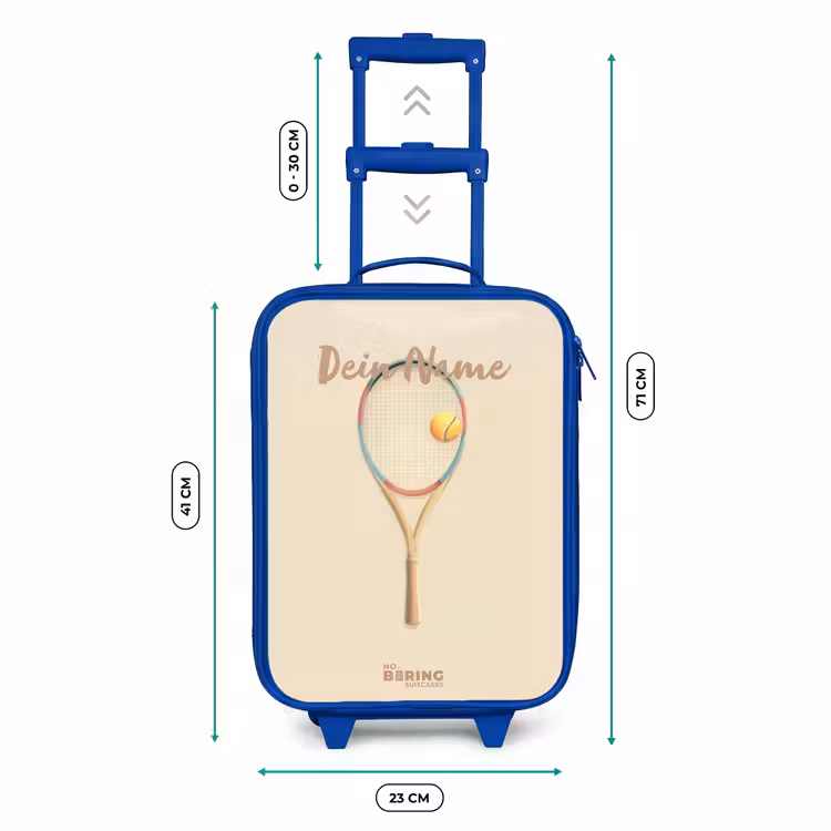 Een tennisracket in beige tinten Kinderkoffer - Blauw klein -productfoto_formaten