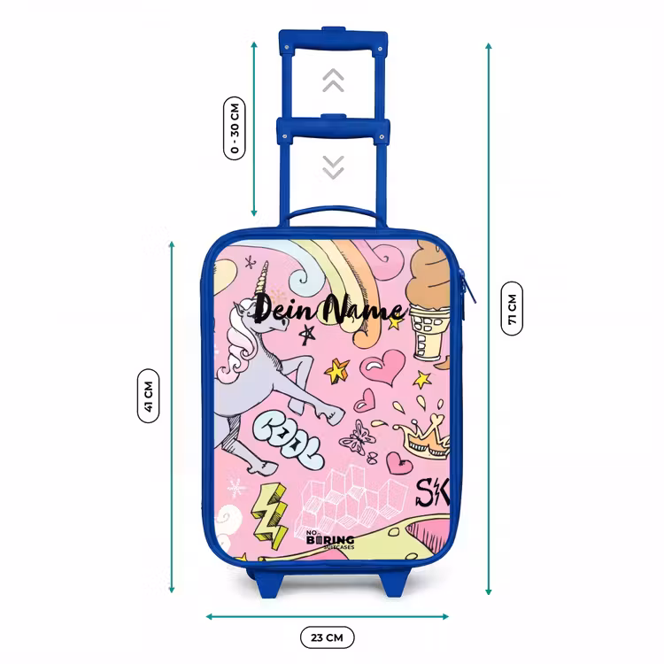 Unicorn doodles Kinderkoffer - Blauw klein -productfoto_formaten