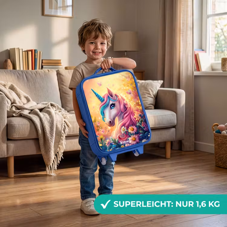 Eenhoorn met kleurrijke bloemen Kinderkoffer - Blauw klein -sfeer2_DE