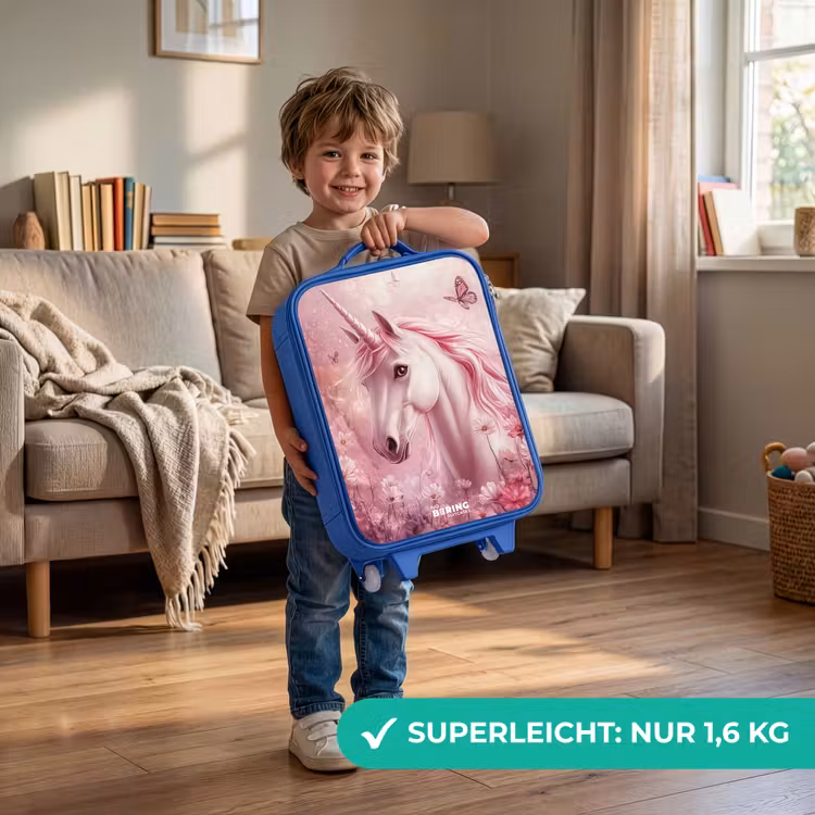 Eenhoorn - Roze - Vlinders - Bloemen Kinderkoffer - Blauw klein -sfeer2_DE
