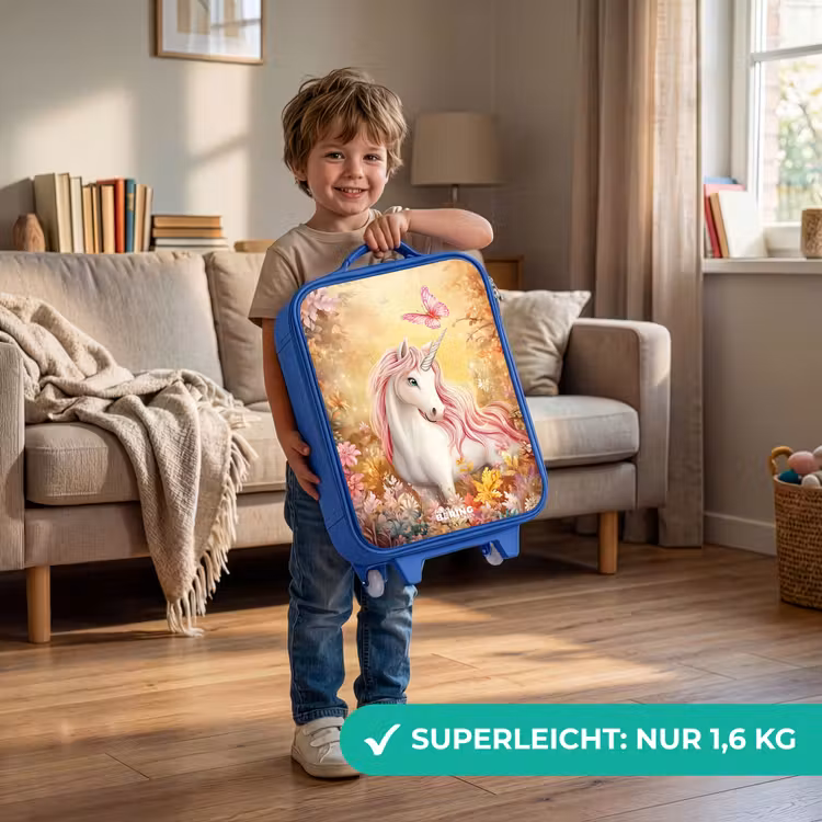 Eenhoorn - Vlinder - Roze - Manen Kinderkoffer - Blauw klein -sfeer2_DE