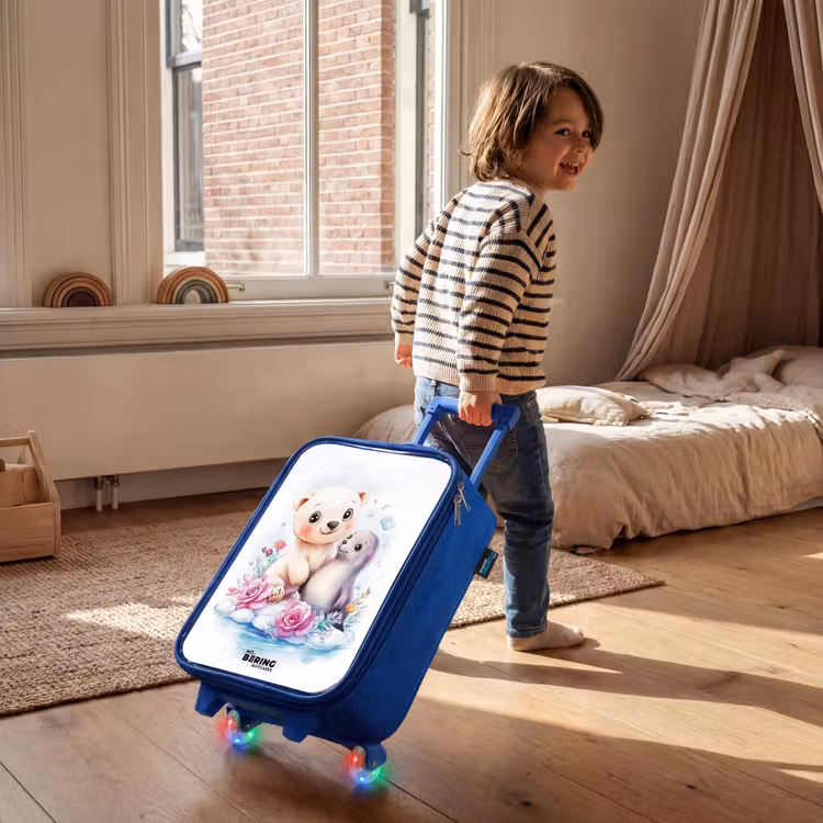 IJsbeer en zeehond op een ijsschots Kinderkoffer - Blauw klein -sfeer1