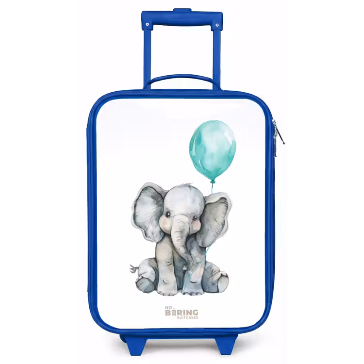 Olifant met blauwe ballon Kinderkoffer - Blauw klein -zz3dotto