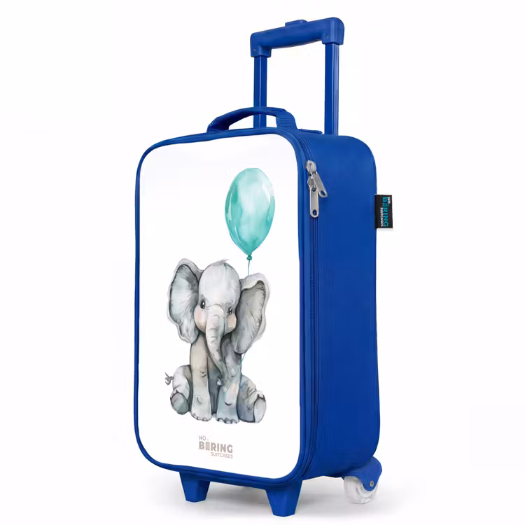 Olifant met blauwe ballon Kinderkoffer - Blauw klein -productfoto_schuin