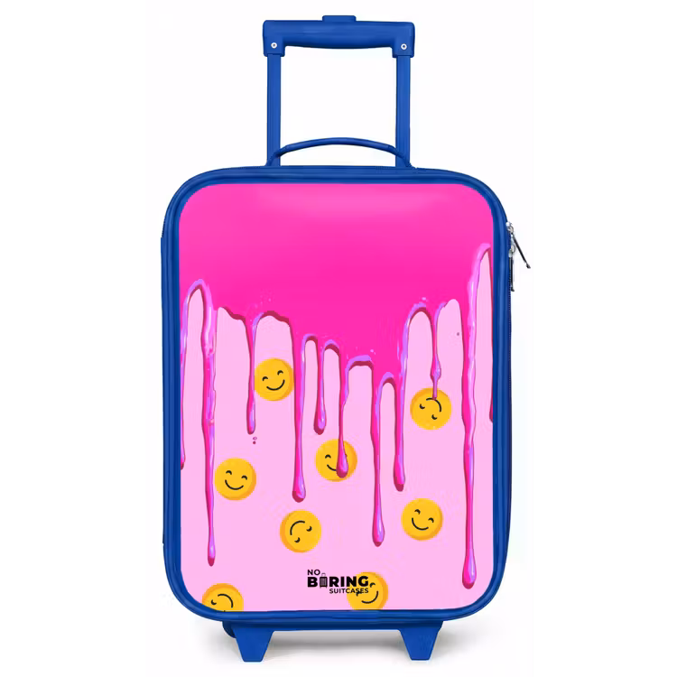 Verf - Smiley - Roze Kinderkoffer - Blauw klein -zz3dotto