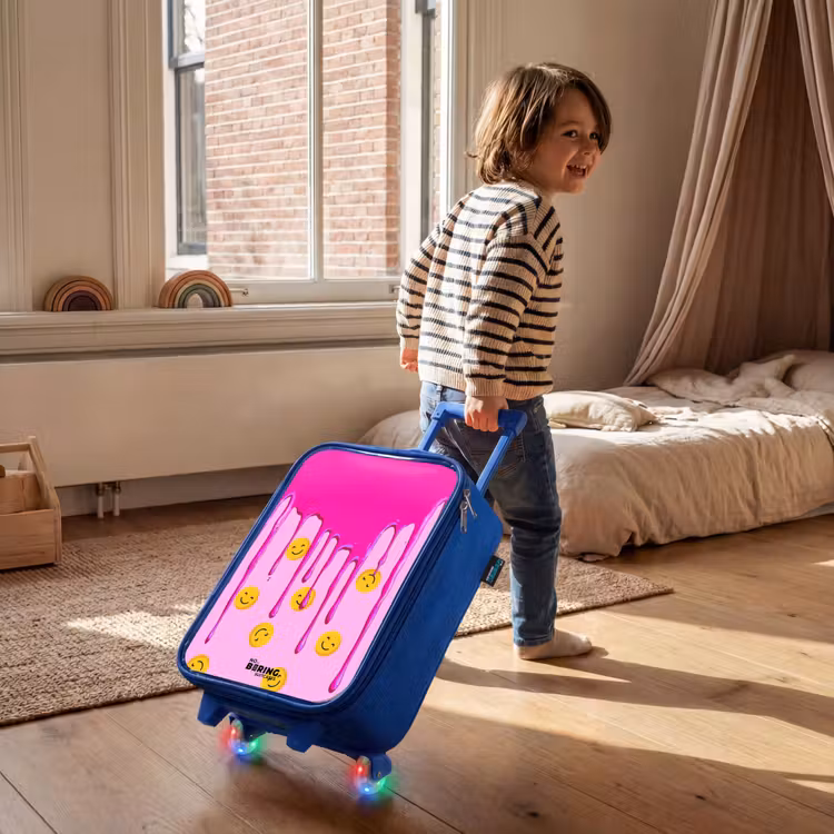 Verf - Smiley - Roze Kinderkoffer - Blauw klein -sfeer1