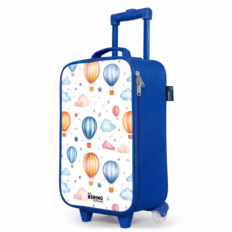 Gekleurde luchtballonnen met sterren en wolken Kinderkoffer - Blauw klein -productfoto_schuin