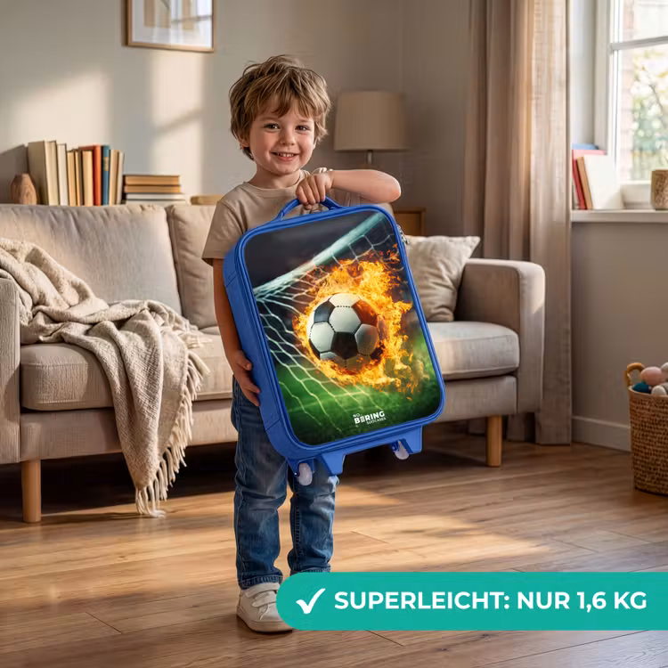 Vuurvoetbal in doelnet vastgelegd Kinderkoffer - Blauw klein -sfeer2_DE
