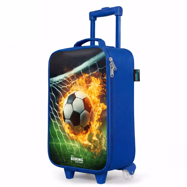 Vuurvoetbal in doelnet vastgelegd Kinderkoffer - Blauw klein -productfoto_schuin