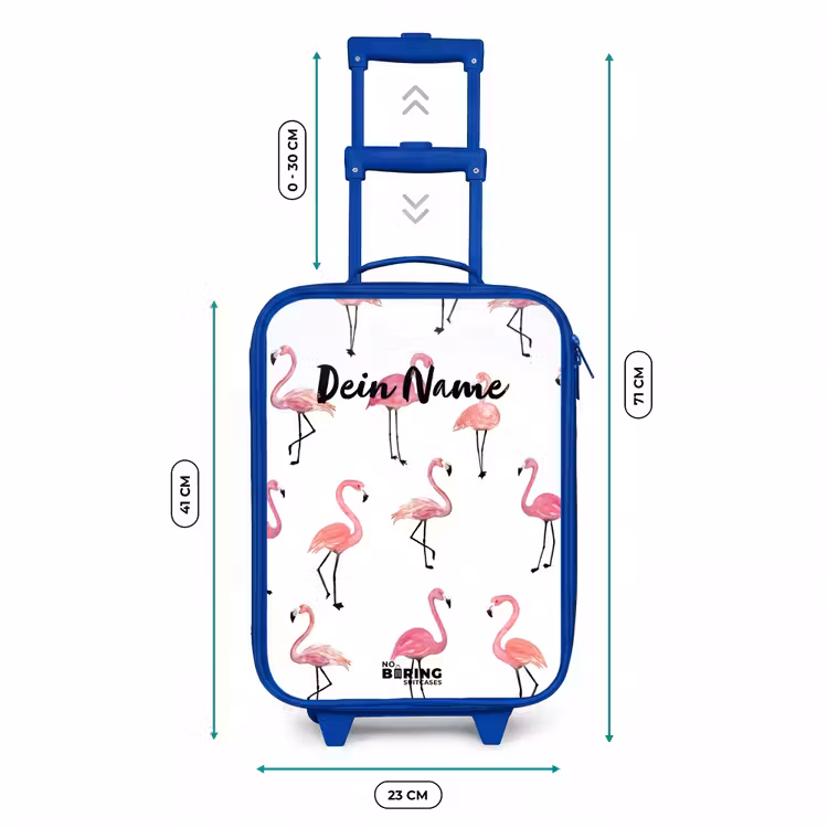 Flamingo feestje Kinderkoffer - Blauw klein -productfoto_formaten