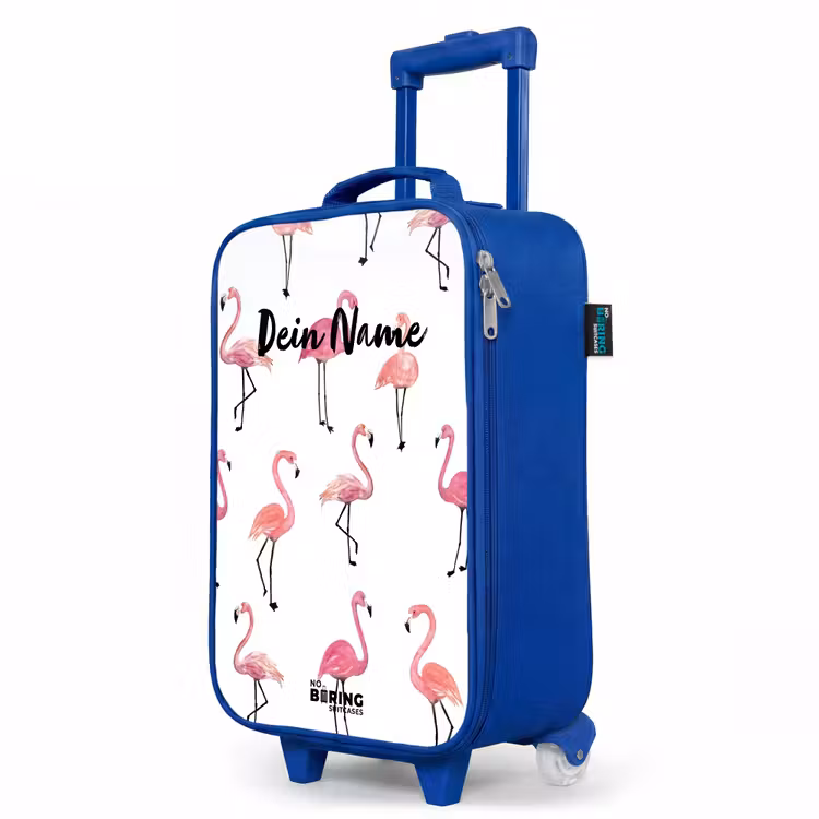 Flamingo feestje Kinderkoffer - Blauw klein -productfoto_schuin