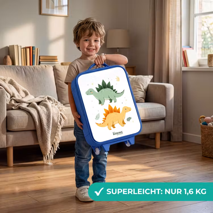 Vrolijke stegosaurusvrienden Kinderkoffer - Blauw klein -sfeer2_DE