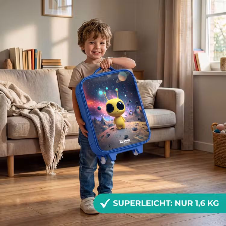 Vrolijk buitenaards wezentje Kinderkoffer - Blauw klein -sfeer2_DE