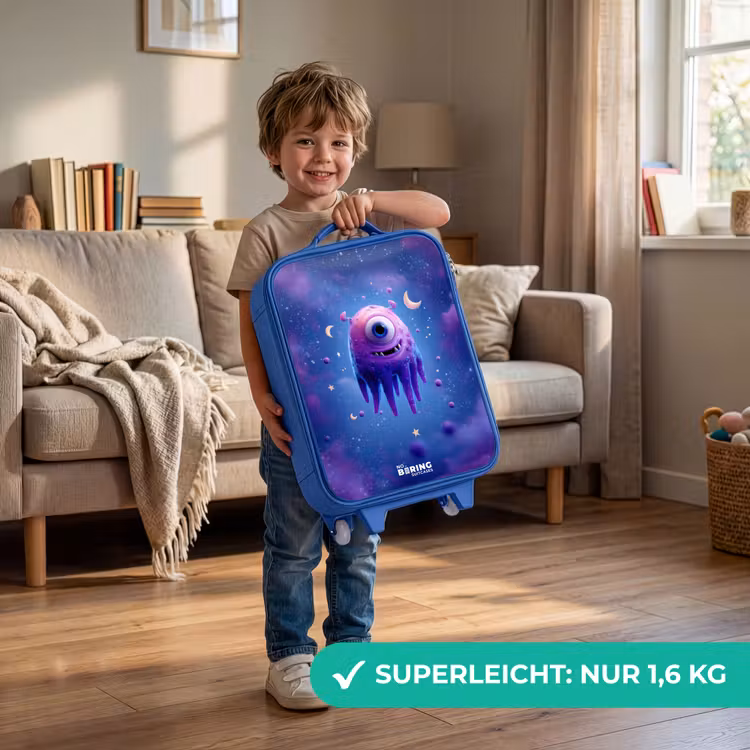 Vrolijk paarsoog in de ruimte Kinderkoffer - Blauw klein -sfeer2_DE