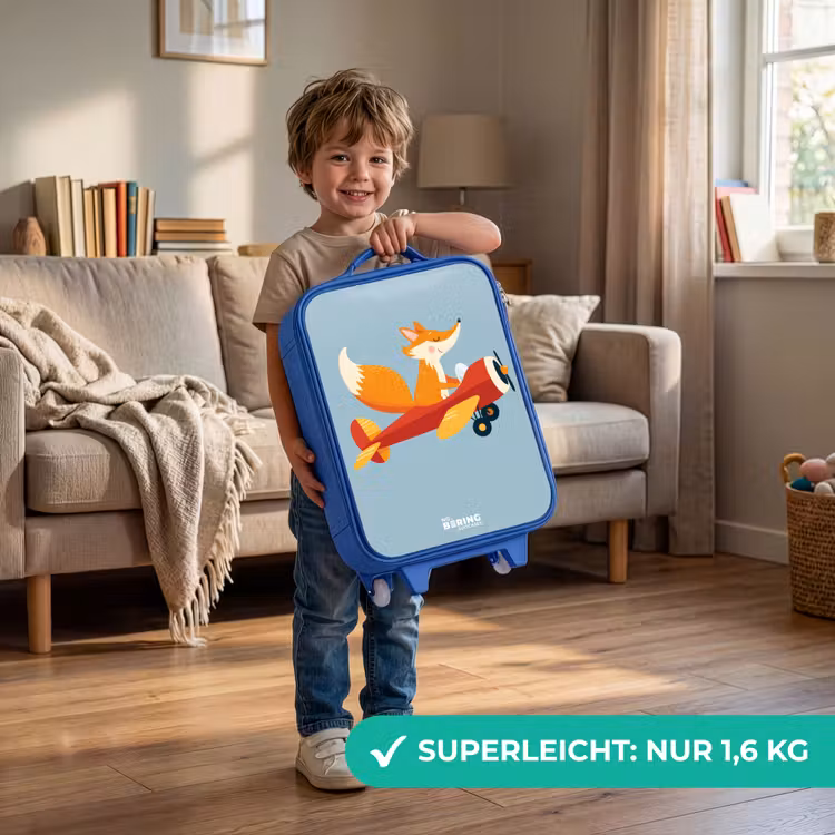 Vos - Vliegtuig -  Vliegen Kinderkoffer - Blauw klein -sfeer2_DE