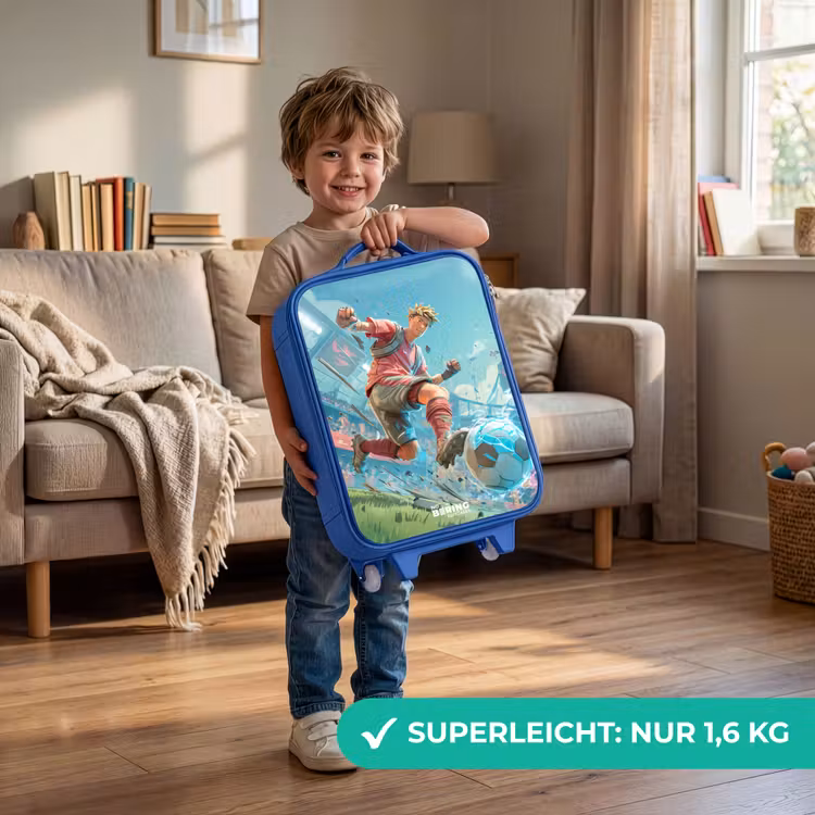 Voetbal - Jongen - Stadion - Elektrisch Kinderkoffer - Blauw klein -sfeer2_DE