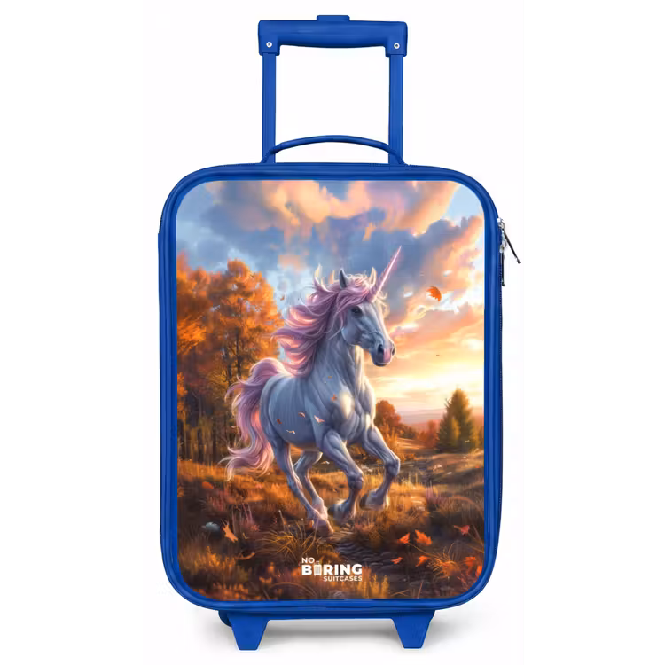 Galopperende Eenhoorn in Herfstwereld Kinderkoffer - Blauw klein -zz3dotto