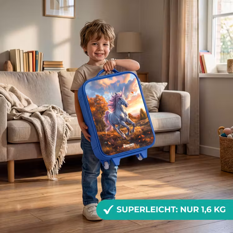 Galopperende Eenhoorn in Herfstwereld Kinderkoffer - Blauw klein -sfeer2_DE