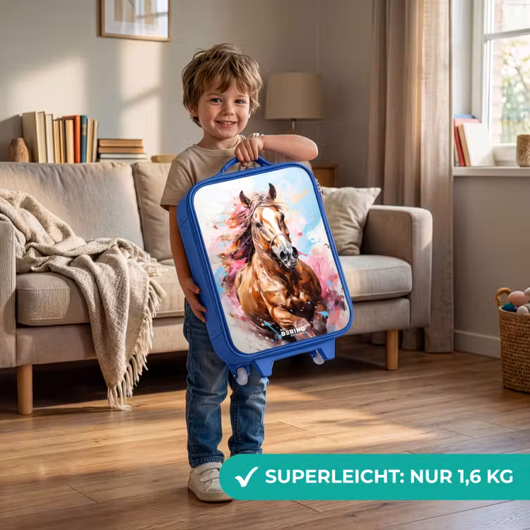 Galopperend paard met kleurrijke achtergrond Kinderkoffer - Blauw klein -sfeer2_DE