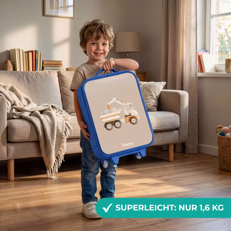 Gele kiepwagen in neutrale kleuren Kinderkoffer - Blauw klein -sfeer2_DE