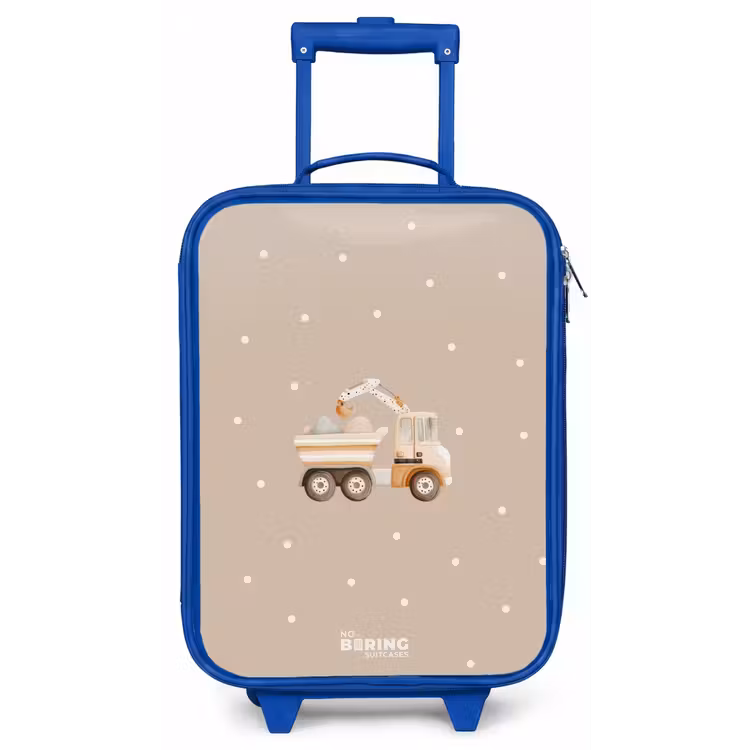 Gele kiepwagen met stenen en stippenpatroon Kinderkoffer - Blauw klein -zz3dotto