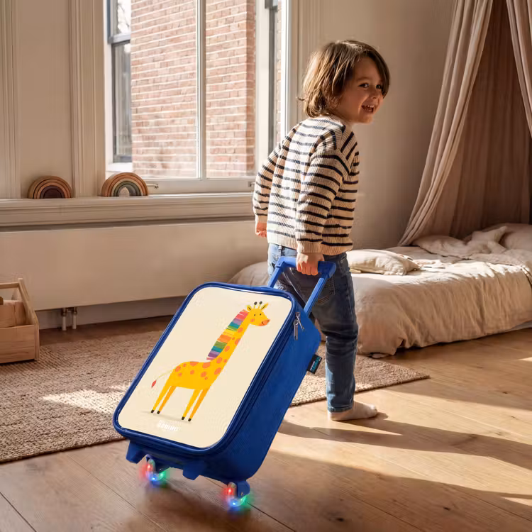 Giraffe - Dier - Kleurrijk Kinderkoffer - Blauw klein -sfeer1