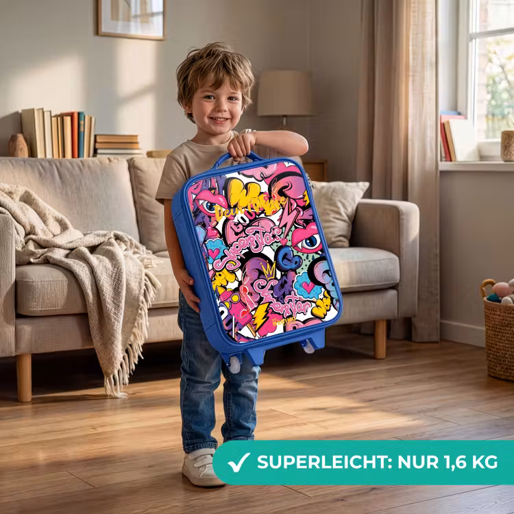 Girly graffiti Kinderkoffer - Blauw klein -sfeer2_DE