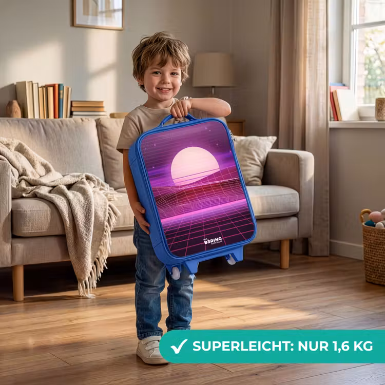Rasterlandschap met zon Kinderkoffer - Blauw klein -sfeer2_DE
