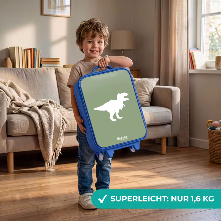 Groen met T-rex dino Kinderkoffer - Blauw klein -sfeer2_DE