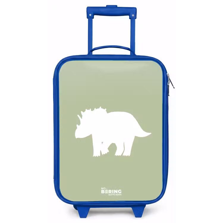 Groen met Triceratops dino Kinderkoffer - Blauw klein -zz3dotto