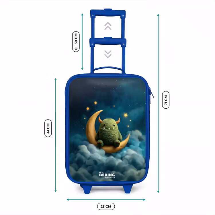 Groen monster op maansikkel Kinderkoffer - Blauw klein -productfoto_formaten