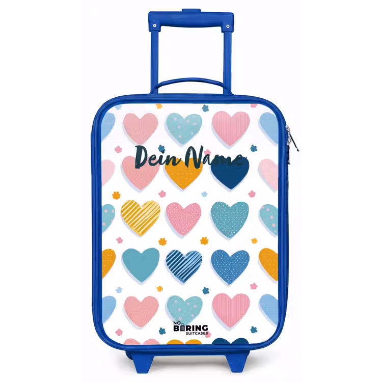 Hartenpatroon Kinderkoffer - Blauw klein -zz3dotto