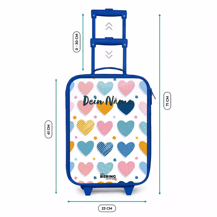 Hartenpatroon Kinderkoffer - Blauw klein -productfoto_formaten