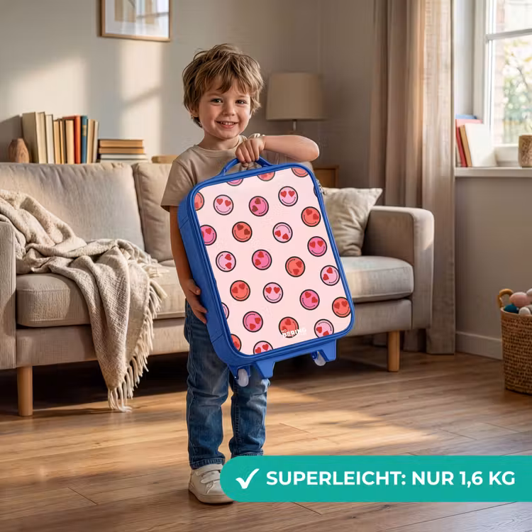 Hartje - Smiley - Patroon Kinderkoffer - Blauw klein -sfeer2_DE