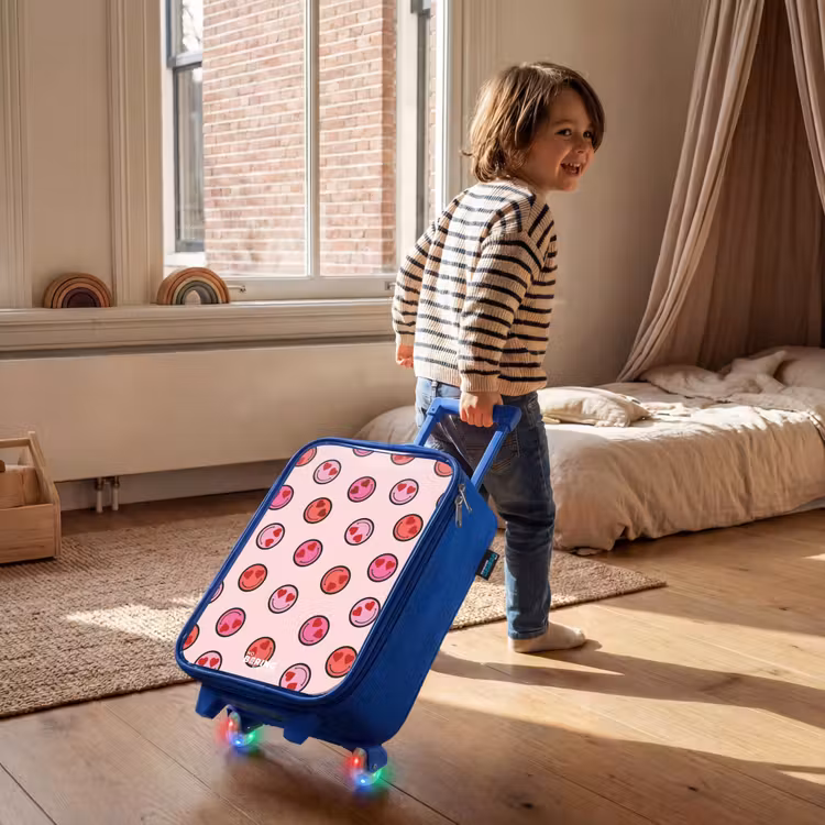 Hartje - Smiley - Patroon Kinderkoffer - Blauw klein -sfeer1