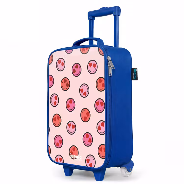 Hartje - Smiley - Patroon Kinderkoffer - Blauw klein -productfoto_schuin