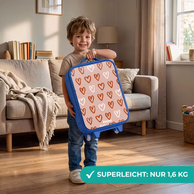 Hartjes patroon in roze en wit Kinderkoffer - Blauw klein -sfeer2_DE