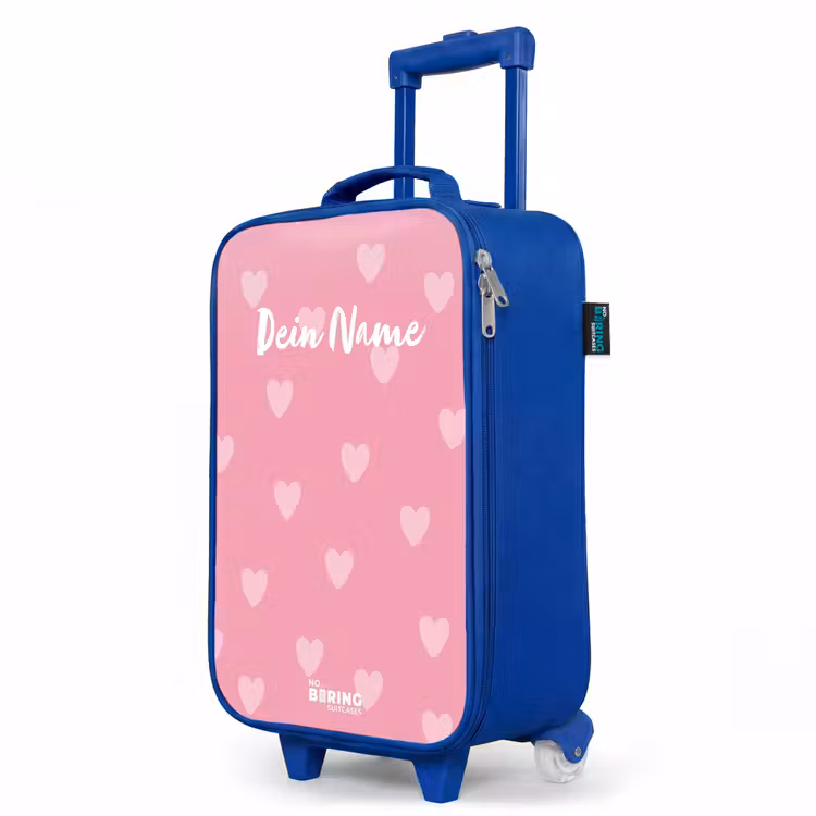 Hartjesritme Kinderkoffer - Blauw klein -productfoto_schuin