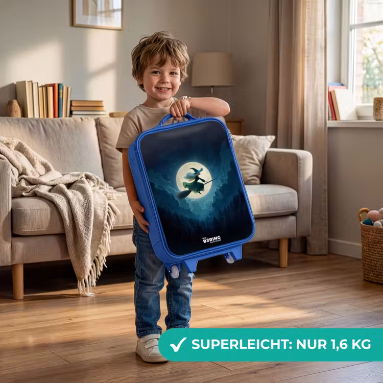 Heks in Maanlichtvlucht Kinderkoffer - Blauw klein -sfeer2_DE