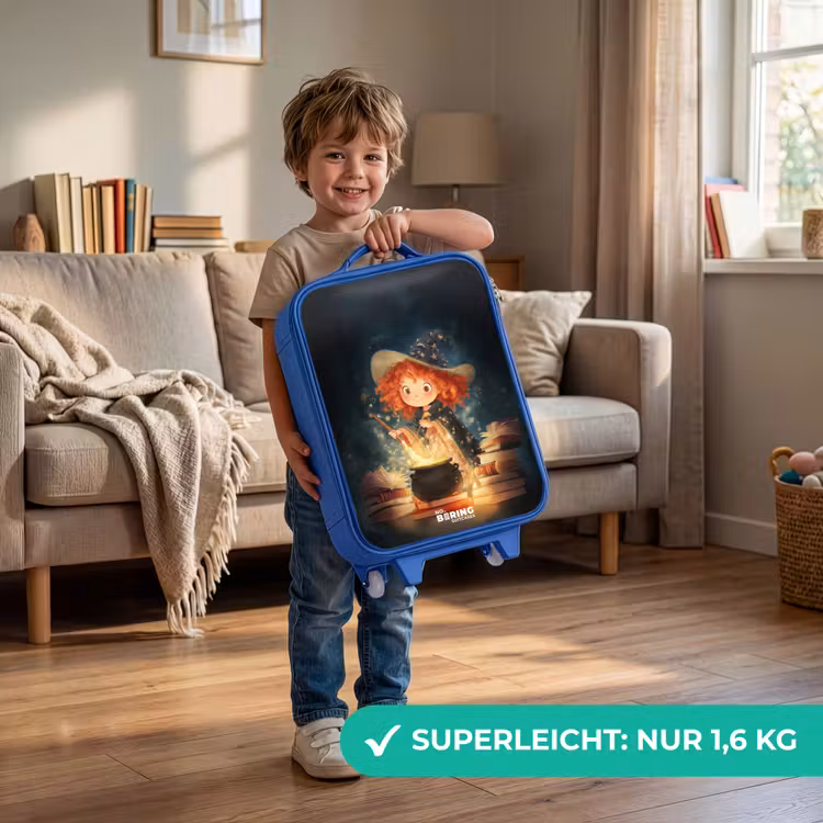Heks met Sprankelende Toverdrank Kinderkoffer - Blauw klein -sfeer2_DE