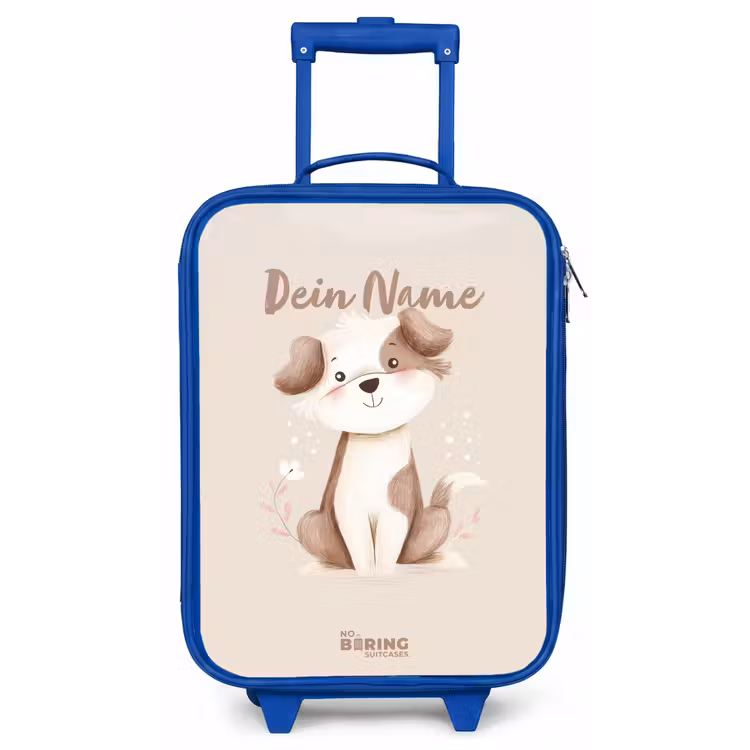 Hond in de kleuren bruin en beige Kinderkoffer - Blauw klein -zz3dotto