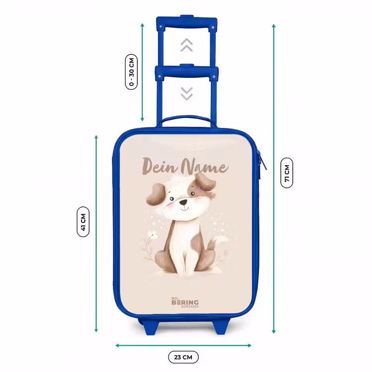 Hond in de kleuren bruin en beige Kinderkoffer - Blauw klein -productfoto_formaten