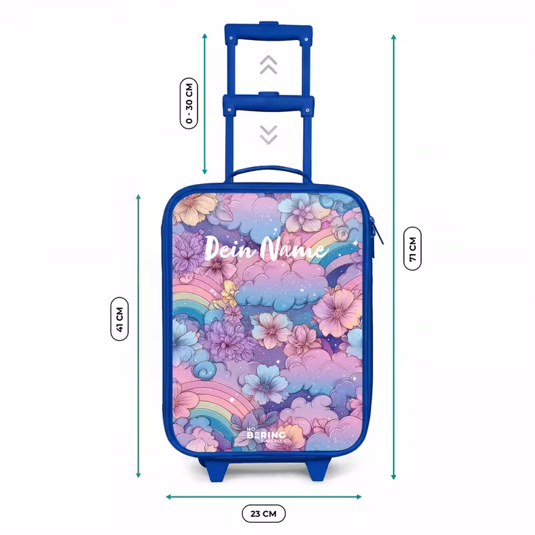 Illustratie van wolken, regenbogen en bloemen Kinderkoffer - Blauw klein -productfoto_formaten