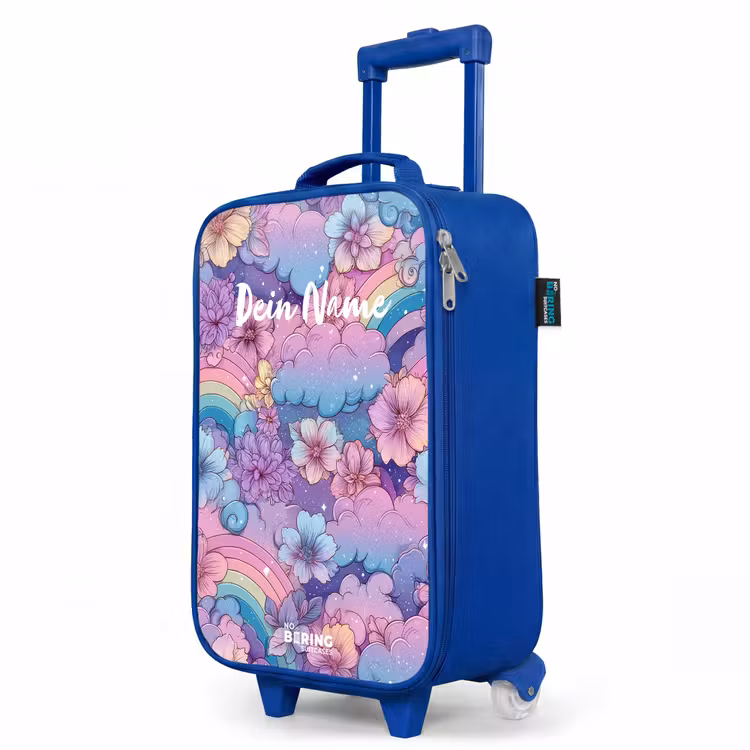 Illustratie van wolken, regenbogen en bloemen Kinderkoffer - Blauw klein -productfoto_schuin