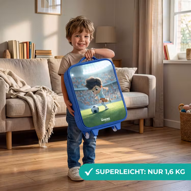 Jongen - Voetbal - Stadion - Zonlicht Kinderkoffer - Blauw klein -sfeer2_DE