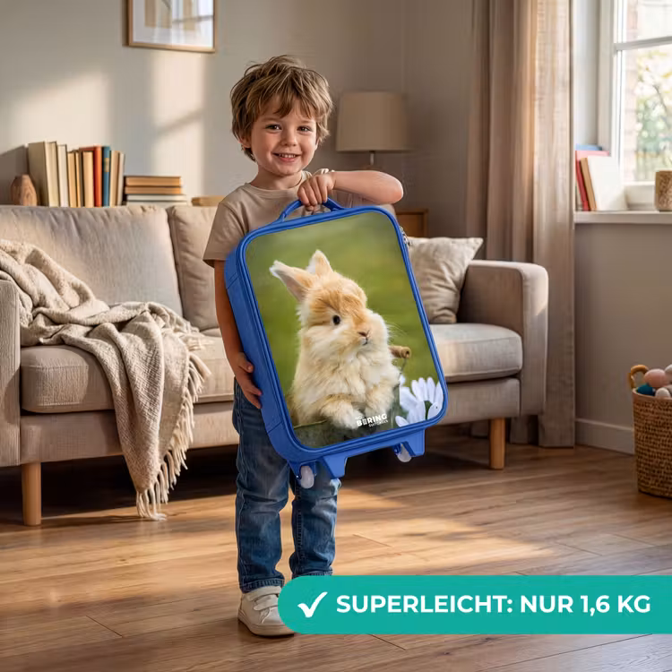 Konijn in bloempot Kinderkoffer - Blauw klein -sfeer2_DE