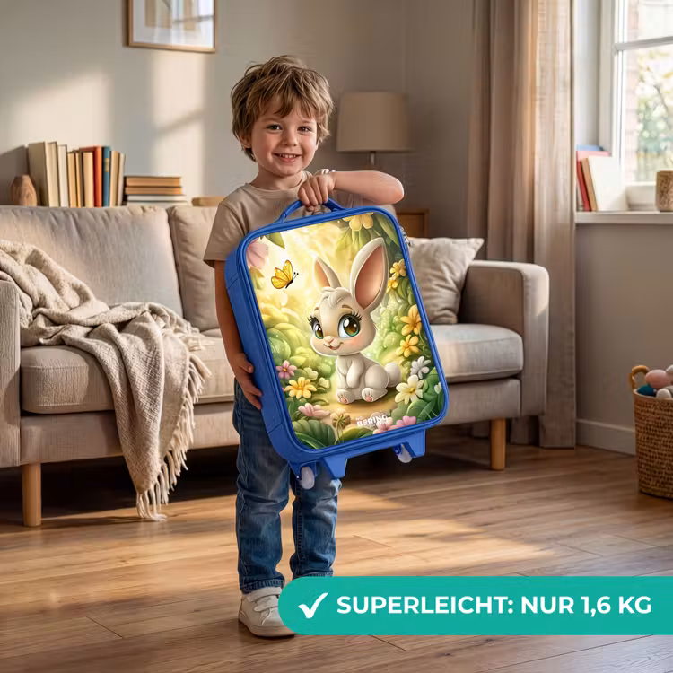 Konijn - Zonlicht - Sprookjesachtig - Vlinder Kinderkoffer - Blauw klein -sfeer2_DE