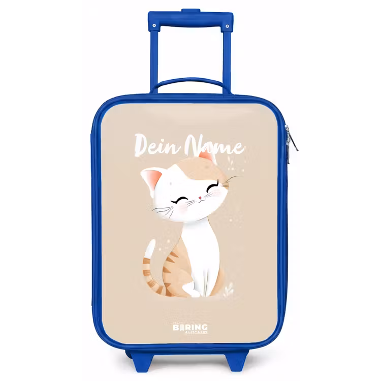 Kitten in de kleuren beige en wit Kinderkoffer - Blauw klein -zz3dotto
