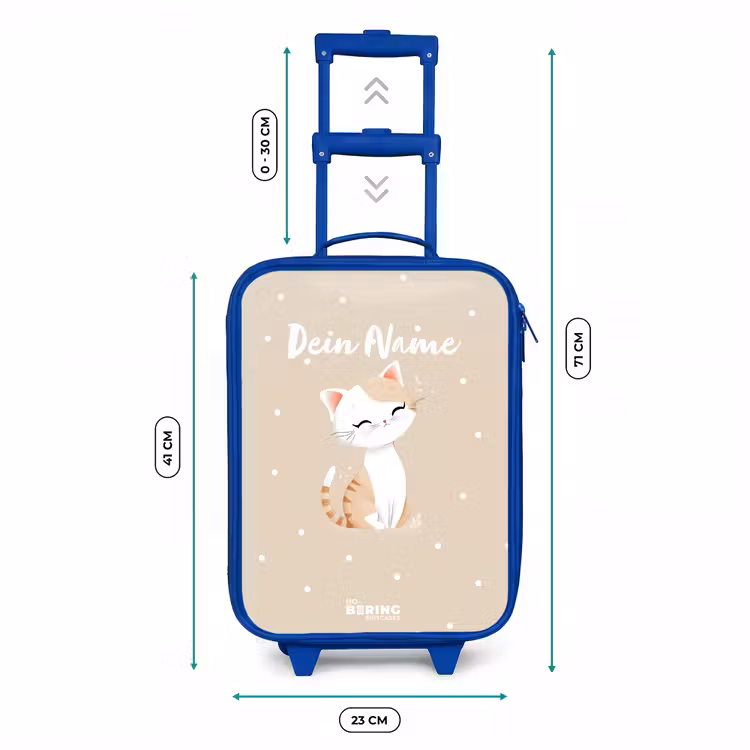 Kat omringd door beige stippen Kinderkoffer - Blauw klein -productfoto_formaten