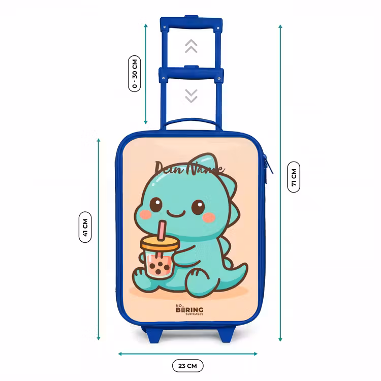 Kawai - Dino - Bubbletea Kinderkoffer - Blauw klein -productfoto_formaten